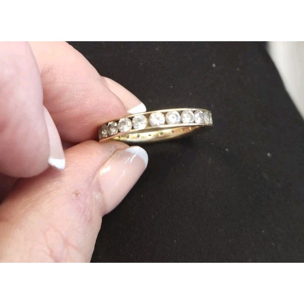 14K Yellow Gold and Cubic Zirconia Eternity Channel Set Band Ring Size 10 3.4gr
